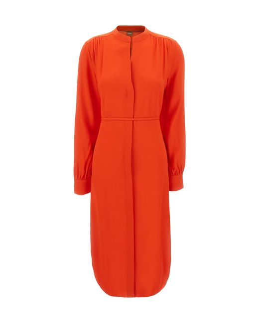 Boss Red Boss Long Sleeved Belted Midi Dress