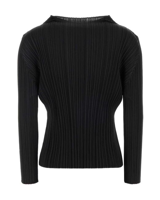 Pleats Please Issey Miyake Black Pleats Please Issey Miyake Pleated Long-Sleeved Shirt