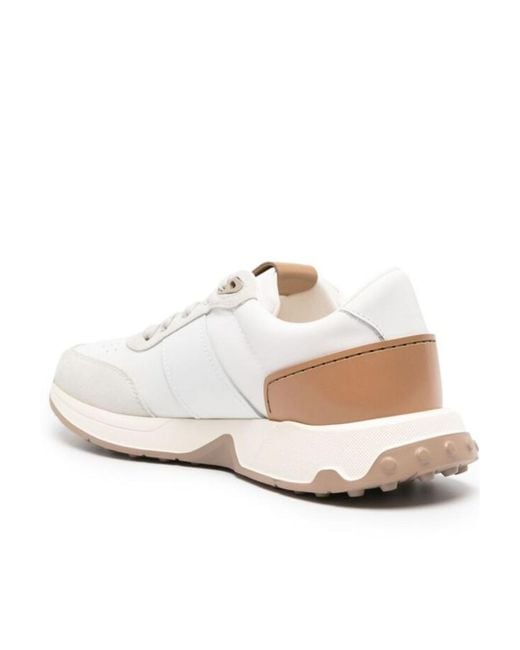 Tod's White Round Toe Lace-Up Sneakers for men