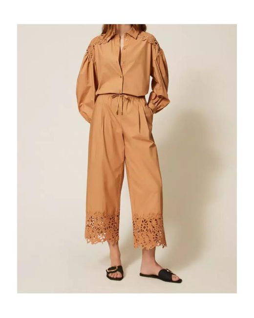Twinset Brown Balloon-Sleeve Shirt