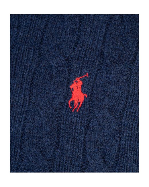 Polo Ralph Lauren Blue Logo Embroidered Cable-Knit Cardigan