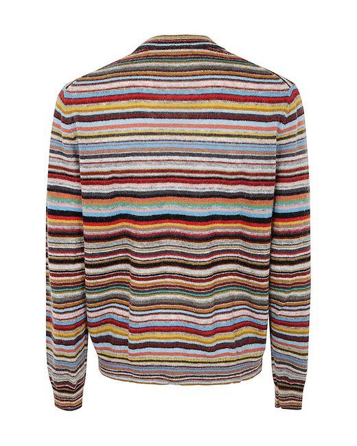 Paul Smith Gray Signature Stripe V-Neck Cardigan for men
