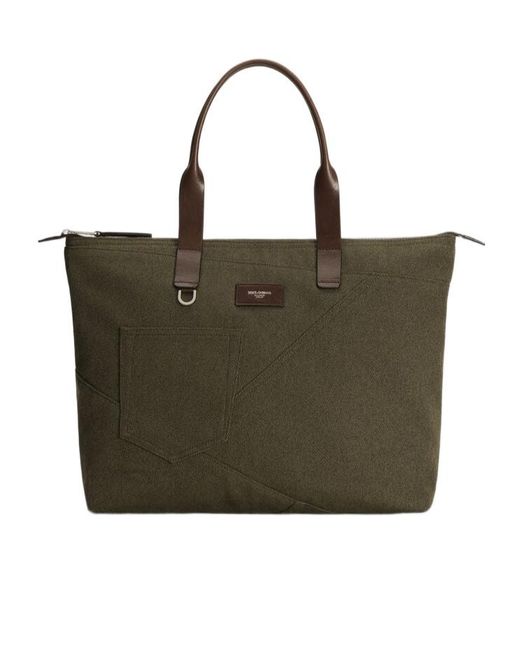 Dolce & Gabbana Green Adamo Patchwork Tote Bag for men