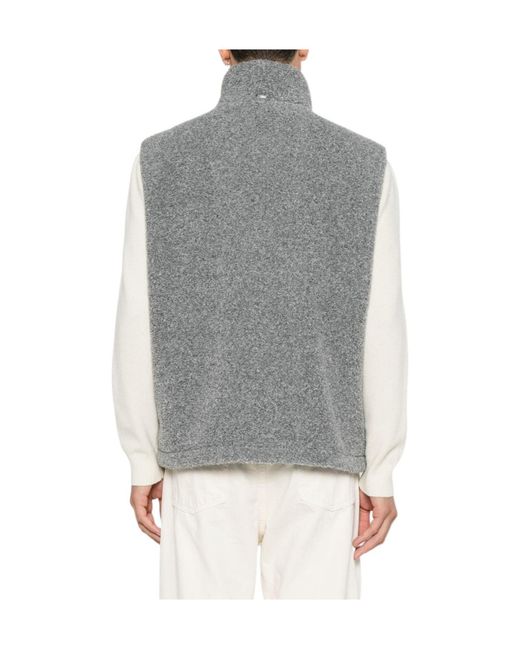 Herno Gray Faux-Fur High-Neck Gilet for men