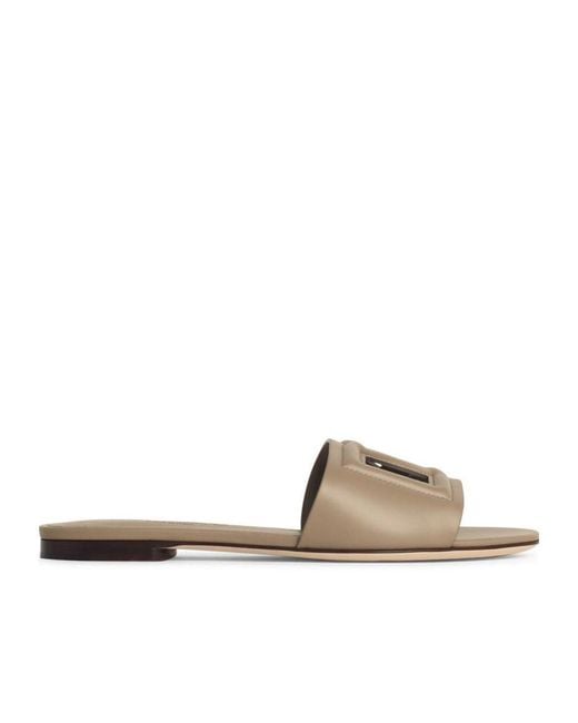 Dolce & Gabbana Brown Logo Detailed Open Toe Sandals