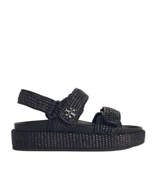 Tory Burch Blue Kira Woven Dual-Band Sport Sandals