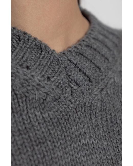 Jil Sander Gray V-Neck Knitted Jumper