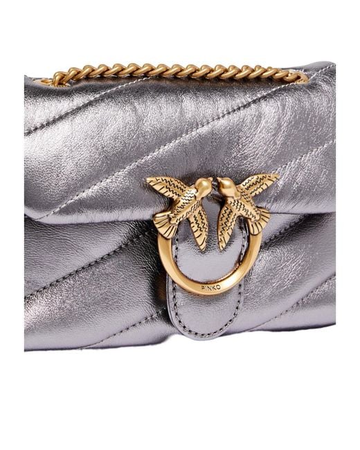 Pinko Gray Quilted Chain Crossbody Bag