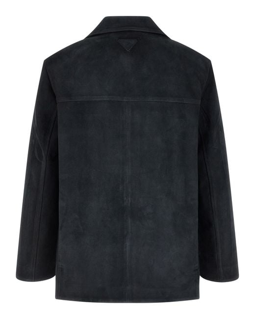 Prada Blue Suede Caban Jacket for men