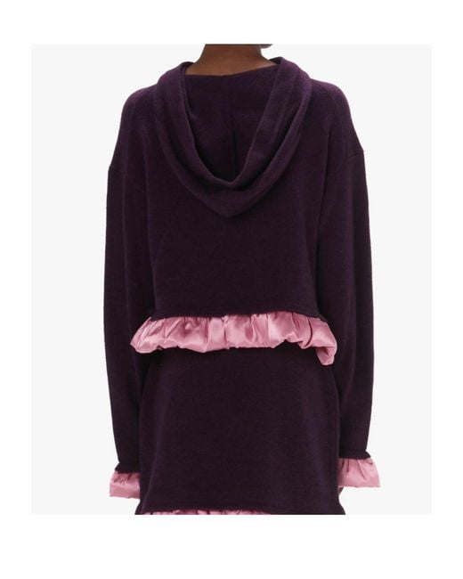J.W. Anderson Purple Jw Anderson Satin Detailed Cropped Hoodie