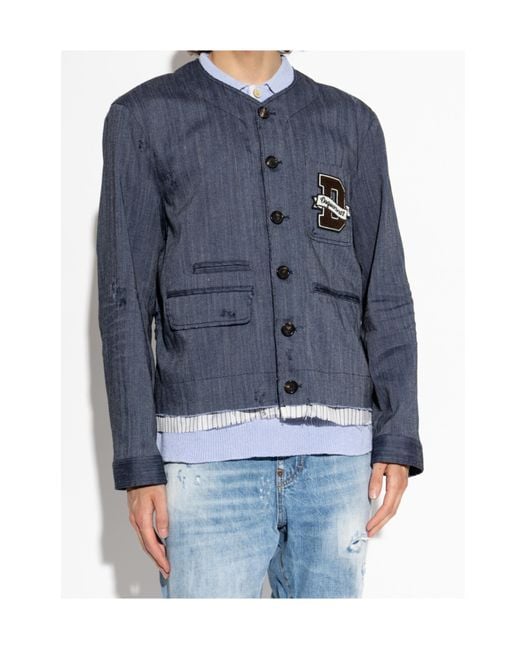 DSquared² Blue Vintage Effect Patch Jacket for men