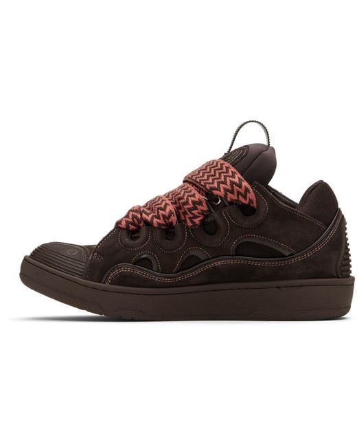 Lanvin Brown Curb Leather Sneakers for men