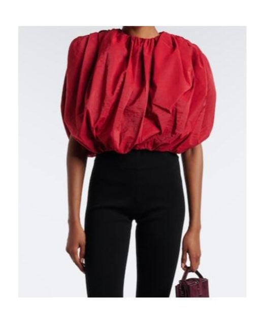 Magda Butrym Red Silk-Blend Taffeta Crop Top