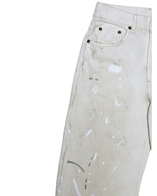 Acne White Distressed Logo Patch Jeans