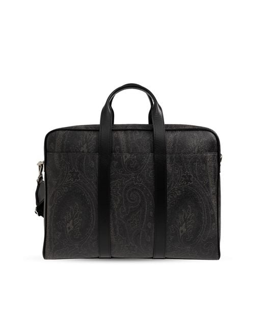Etro Black Paisley Messenger Bag for men