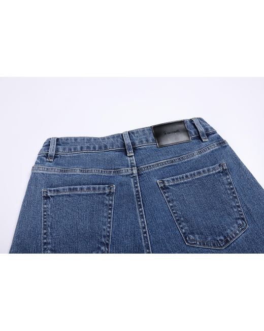 LIU REGALI Blue Long Ribbon Denim Shorts On The Side