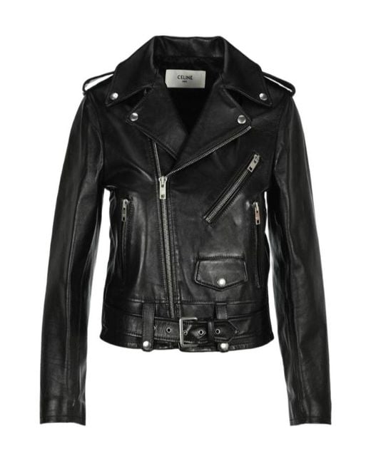 Céline Black Long-Sleeved Leather Jacket