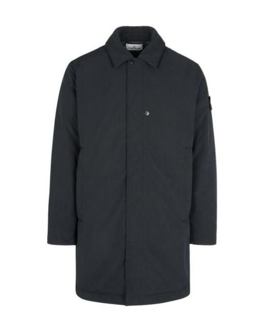 Stone Island Blue Compass Patch Long Parka for men