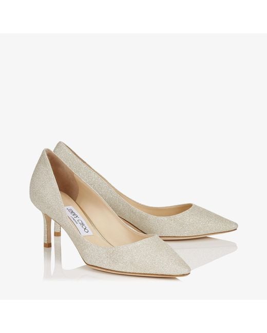 Jimmy Choo White Romy Glitter Pumps