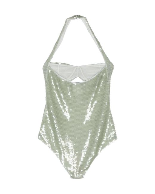 Prada Green Sequined Tulle Bodysuit