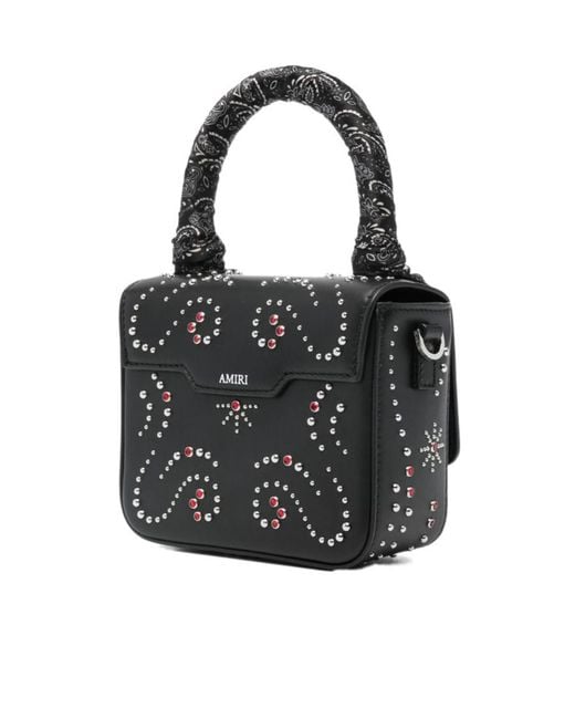 Amiri Black Ma Stud Logo Embellished Micro Handbag