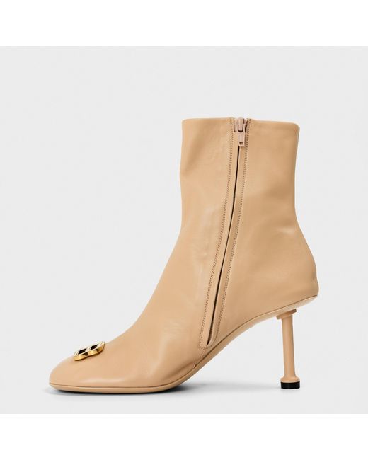 Balenciaga Natural Side Zipper Ankle Boots