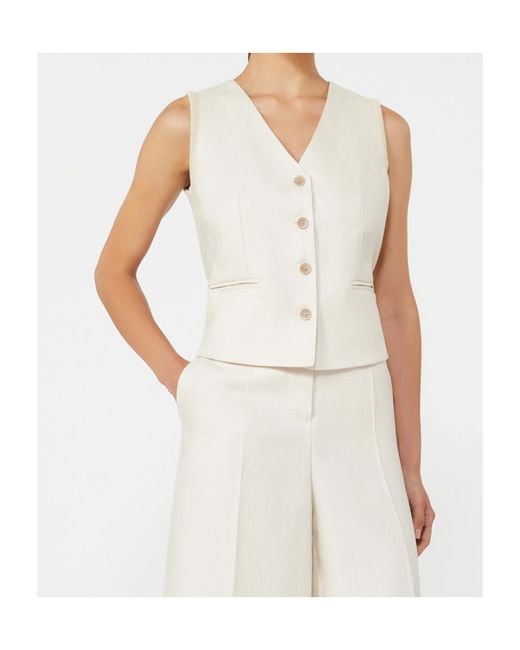Max Mara White Calibri Button-Up V-Neck Gilet