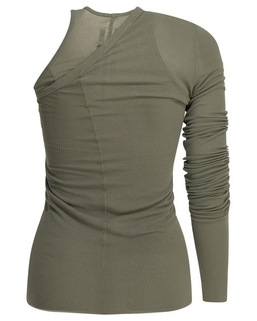 Rick Owens Green 'Banana' One-Shoulder Tank Top