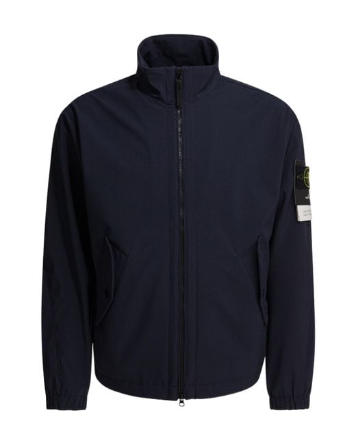 Stone Island Blue High Neck Zip-Up Jacket for men
