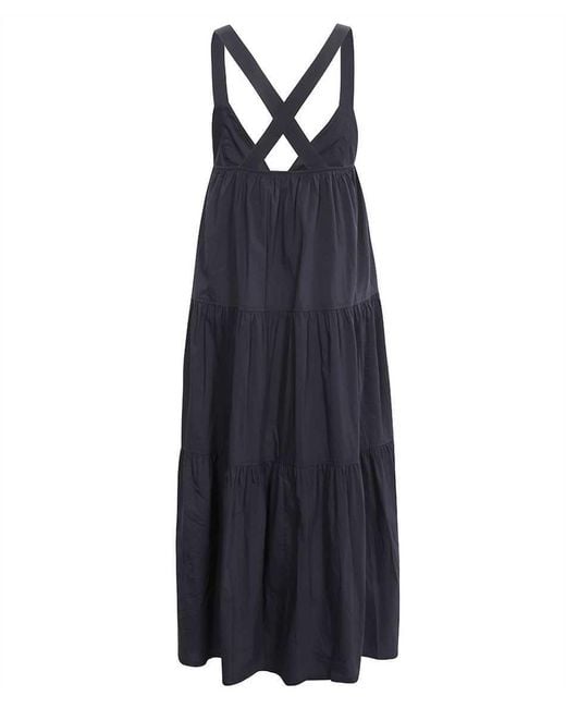 Emporio Armani Blue Tiered Sleeveless Midi Dress