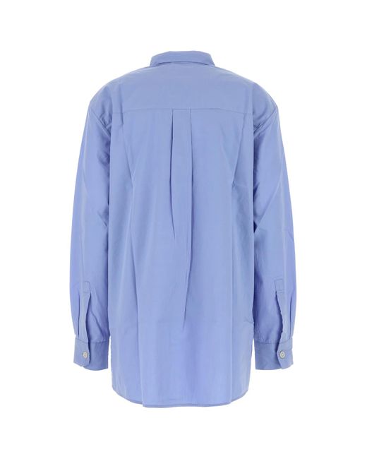 Tekla Blue Poplin Oversized Pyjama Shirt