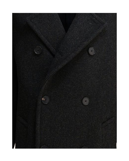Auralee Black Double-Breasted Coat for men
