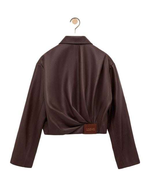 Loewe Brown Draped Leather Jacket