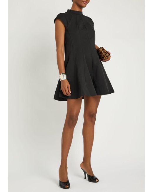 Staud Black Ellie Panelled Cotton-Blend Mini Dress
