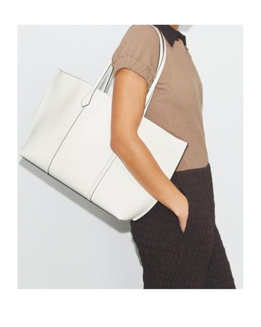 Tory Burch Natural Zip-Top Reversible Tote Bag