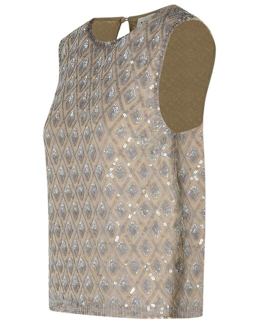 P.A.R.O.S.H. Gray P.A.R.O..H. Sequin Detailed Sleeveless Top