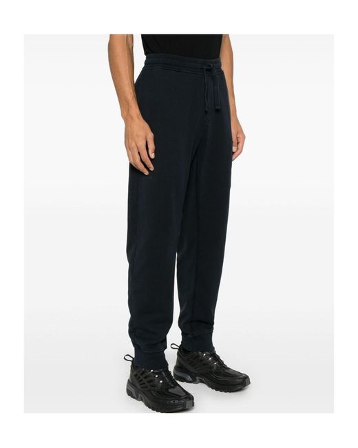 Stone Island Blue Compass Patch Drawstring Trousers for men