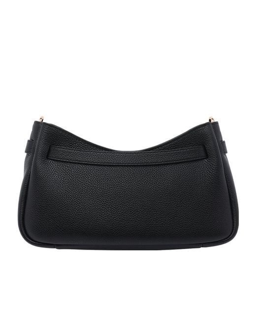 Tory Burch Black Logo Plaque Zipped Shoulder Bag
