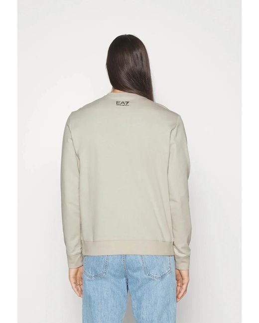 EA7 Gray Logo Round-Necked Sweater for men
