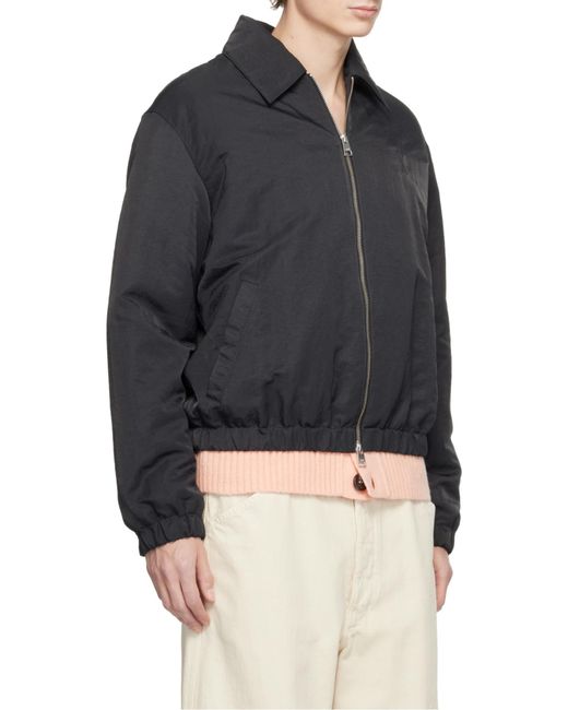 AMI Black Logo Embossed Zipped Jacket for men