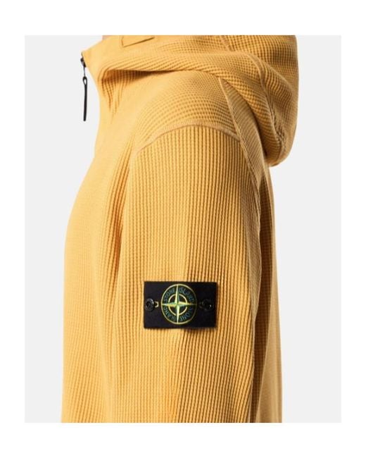 Stone Island Yellow Zip-Up Knitted Hoodie for men