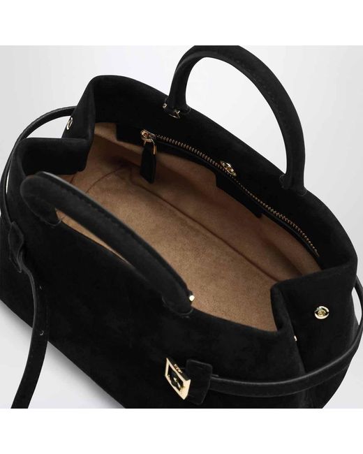 MANU Atelier Black Buckle-Fastening Suede Tote Bag