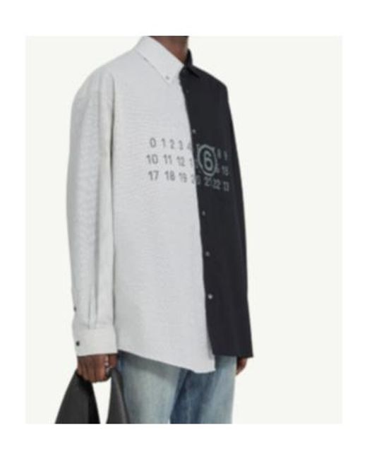 MM6 by Maison Margiela Blue Two-Tone Poplin Shirt for men