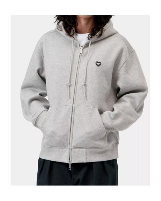 Carhartt Gray Hooded Small Heart Patch Jacket
