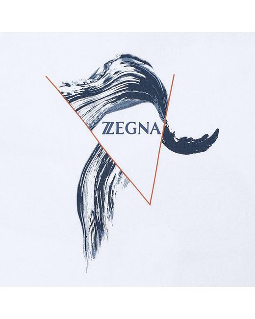 Zegna White Graphic-Print Short-Sleeve T-Shirt for men