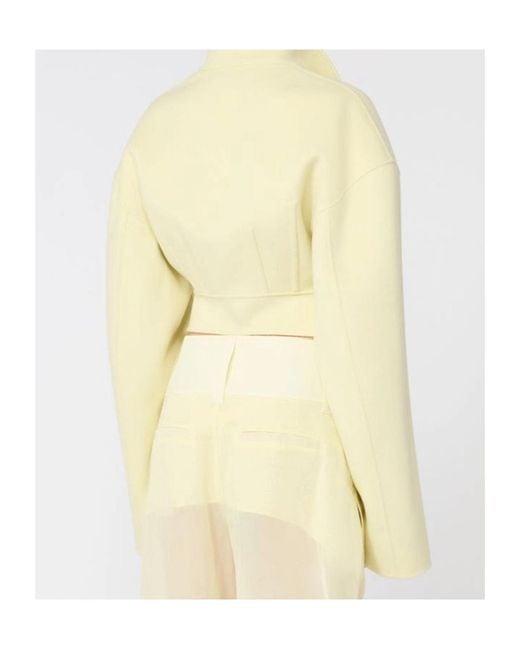 Sportmax Yellow Spspacca Cropped Biker Jacket