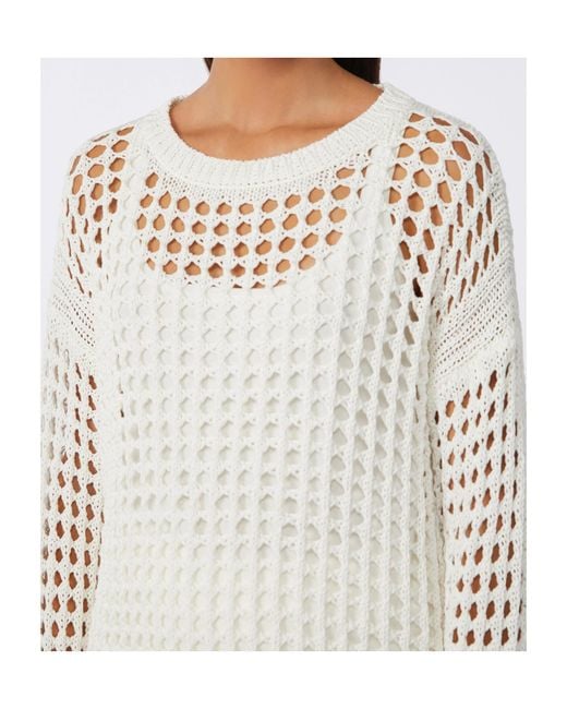 Max Mara White Cotton Open-Knit Sweater