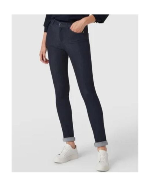 Emporio Armani Blue High-Waisted Slim-Cut Trousers