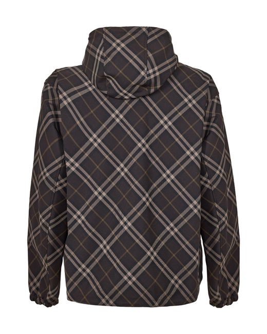 Burberry Gray Checkered Hooded Jacket for men