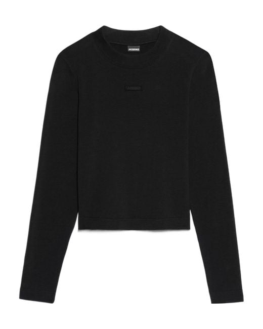 Jacquemus Black Logo Patch Long-Sleeve Top